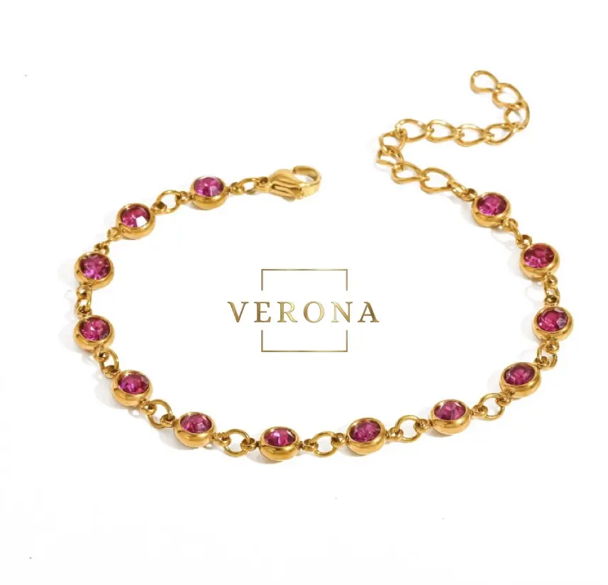 Pulsera cristales fucsia