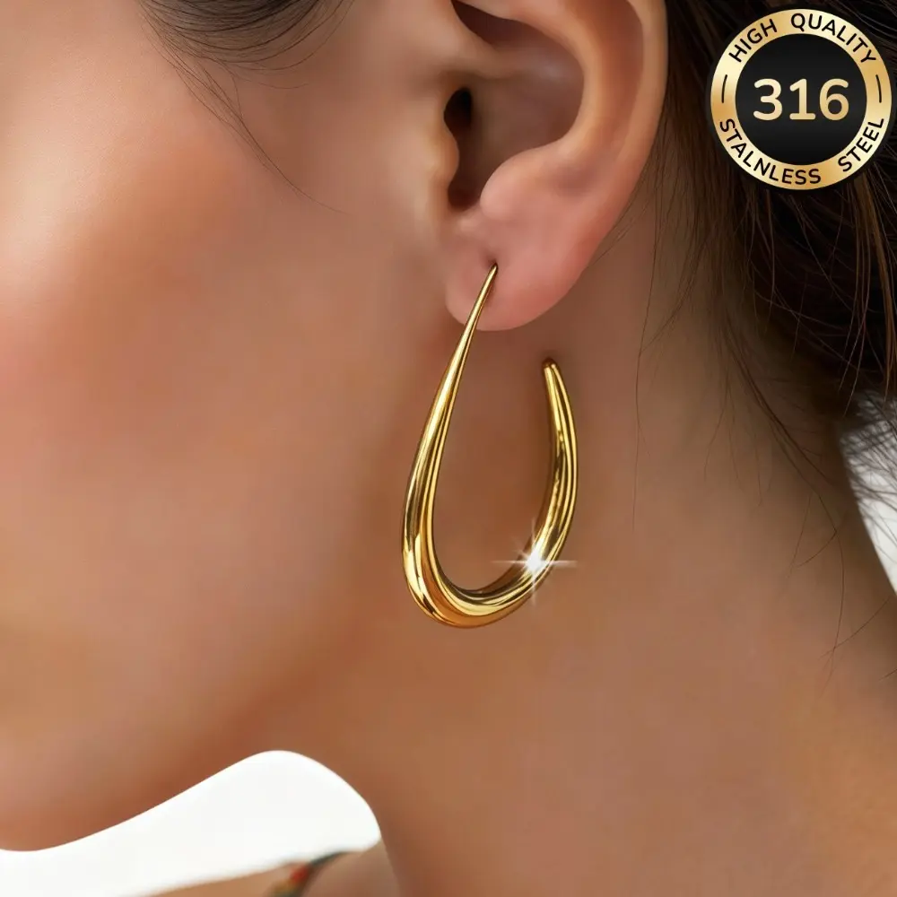 Arete tipo anzuelo dorado