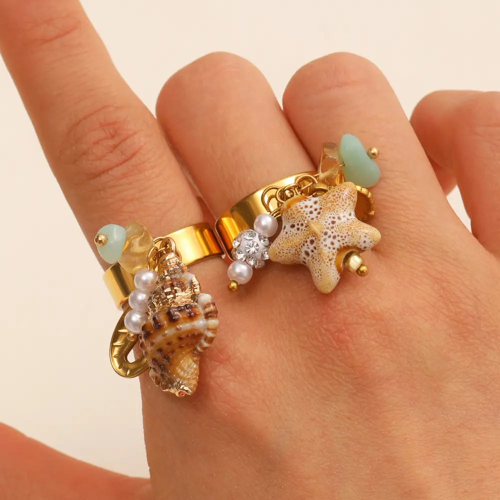 Anillos marinos conchas naturales