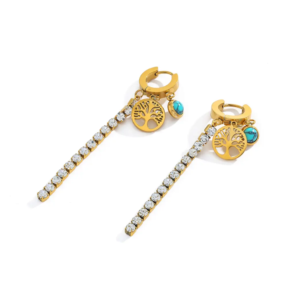 Argollas arbol de la vida con strass colgantes