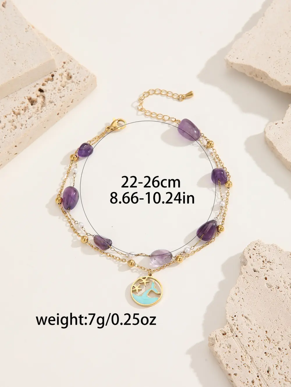 Tobillera cuarzo morado