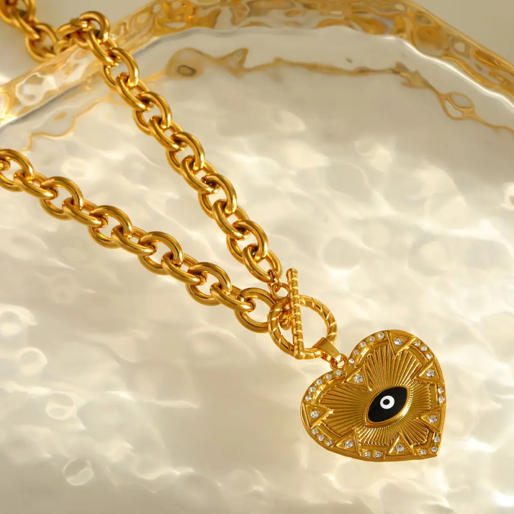 Maxi eslabones corazon con ojo turco