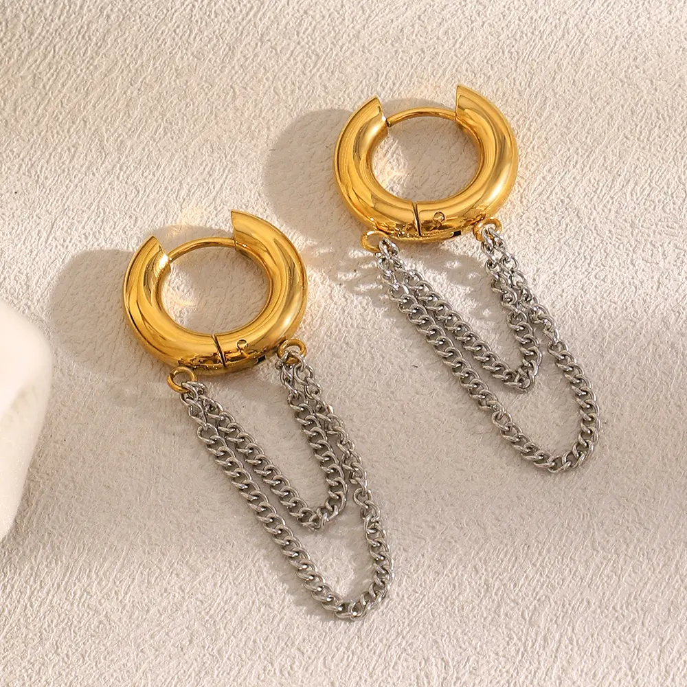 Argollas cadenas colgantes bicolor