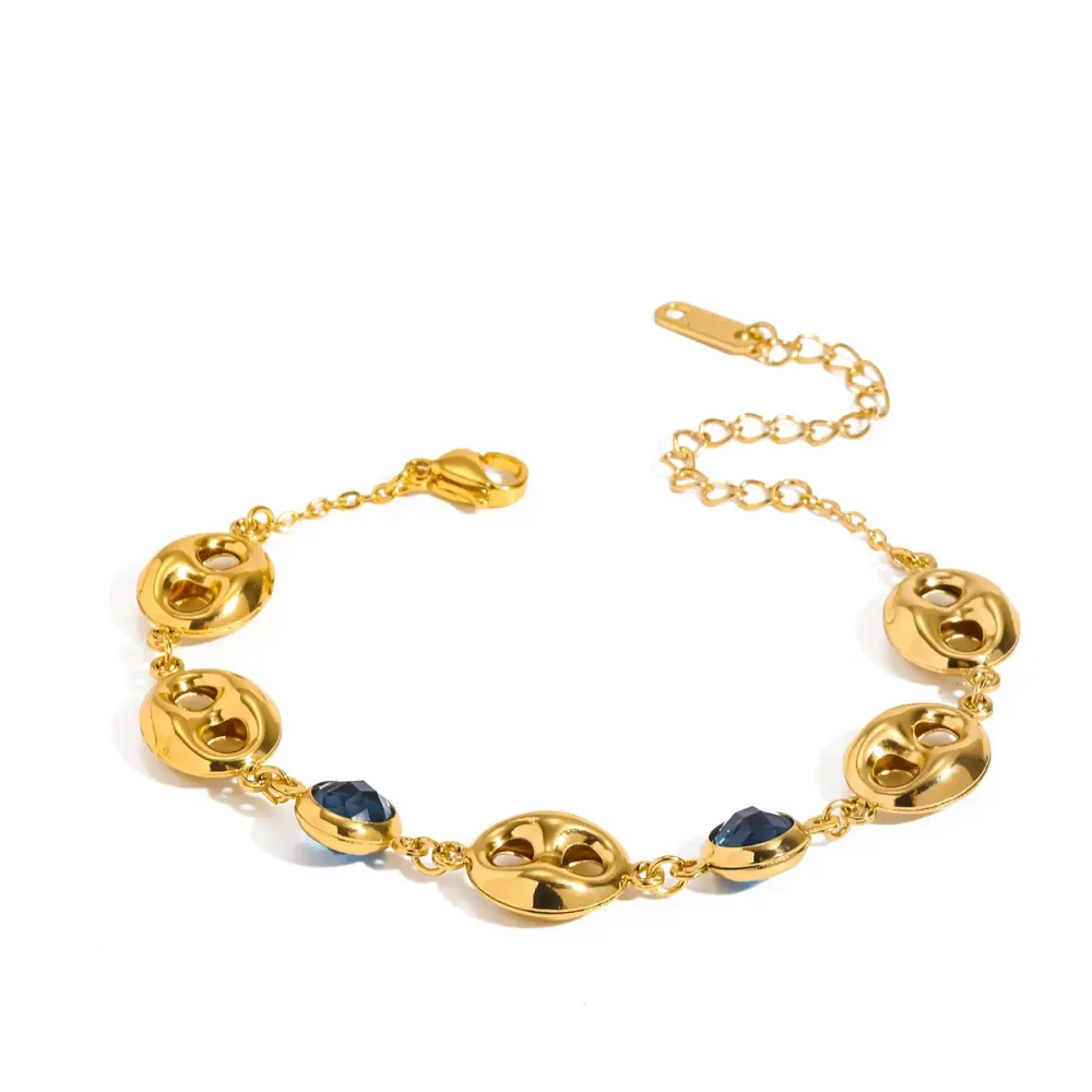 Pulsera tipo Gucci con cristal azul
