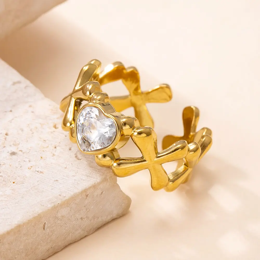 Tejido con corazón de cristal ajustable