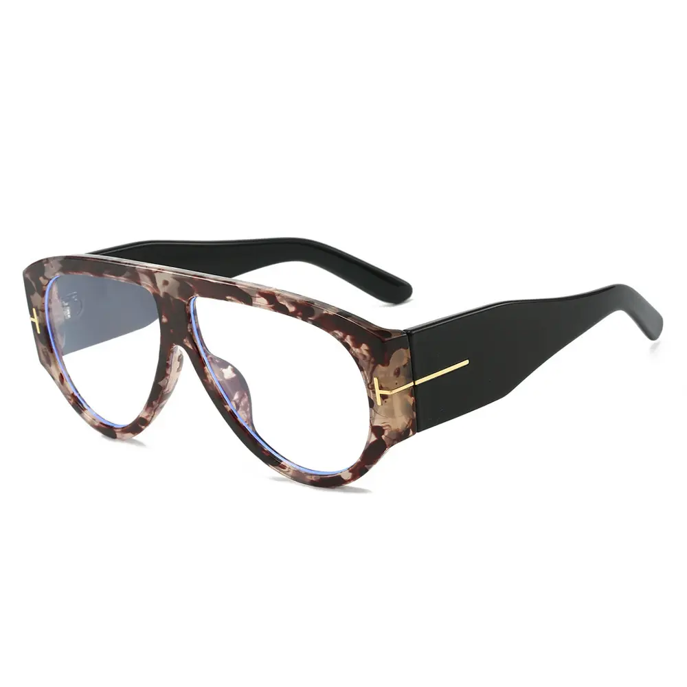 Tom Ford Bronson animal print varillas negras cristal transparente